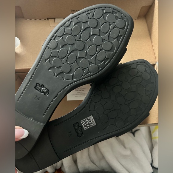 Coach Black Leather Slide Sandals - Picture 2 of 4